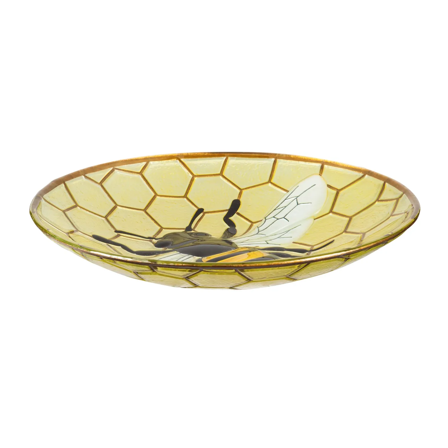 18" Glass Bird Bath, Bee,2gb781