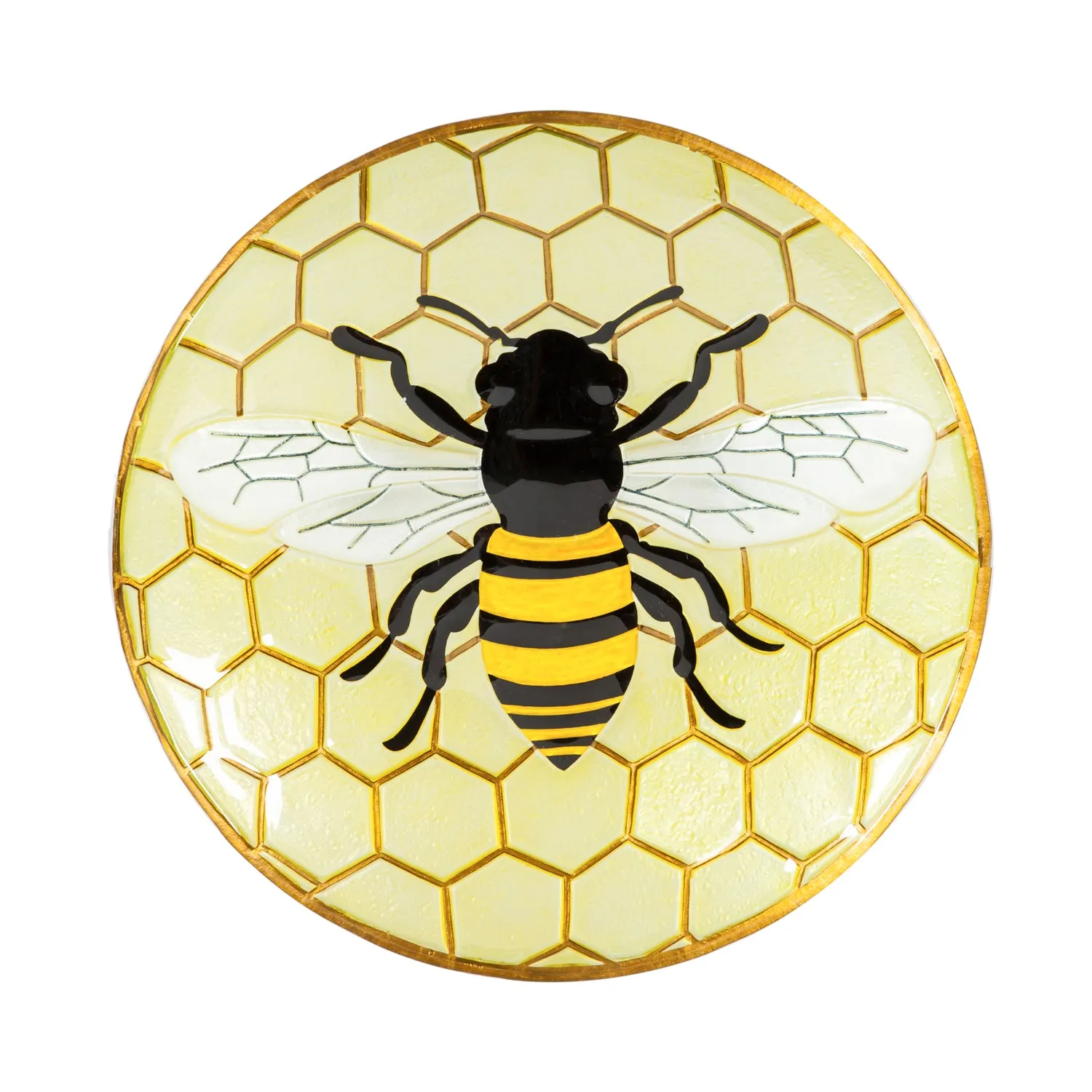 18" Glass Bird Bath, Bee,2gb781