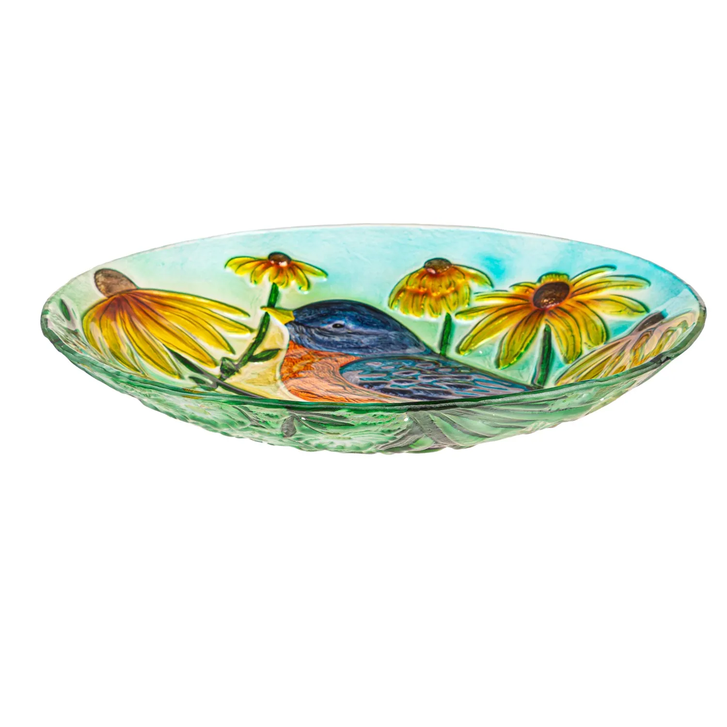18" Spring Blue Glass Bird Bath,2gb7113