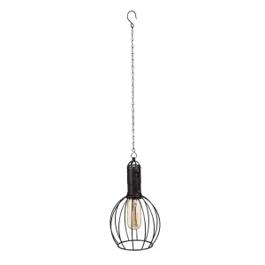 19.6" Solar Hanging Lantern with Chain and LED Bulb, Rounded,4.96"x4.96"x9.13"inches