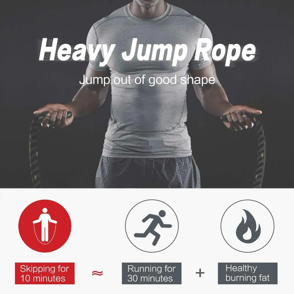 25mm Fitness Heavy Jump Rope Crossfit Weighted Battle Skipping Ropes Power Training Improve Strength Building Muscle 2.8m/3m