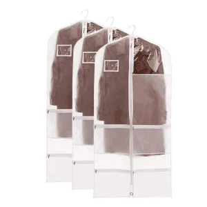 3 Packs Translucent PVC Garment Bag, Dance Costume Bags,Foldable 50 Inch Full Zipper Suits Bag Dream Duffel, Versatile Hanging Garment Bag with Name Card Pocket and 4 Large Zipper Pockets