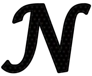 5" Pin-On Black Embossed Felt Monogram Letter N, Set of 2,20091n