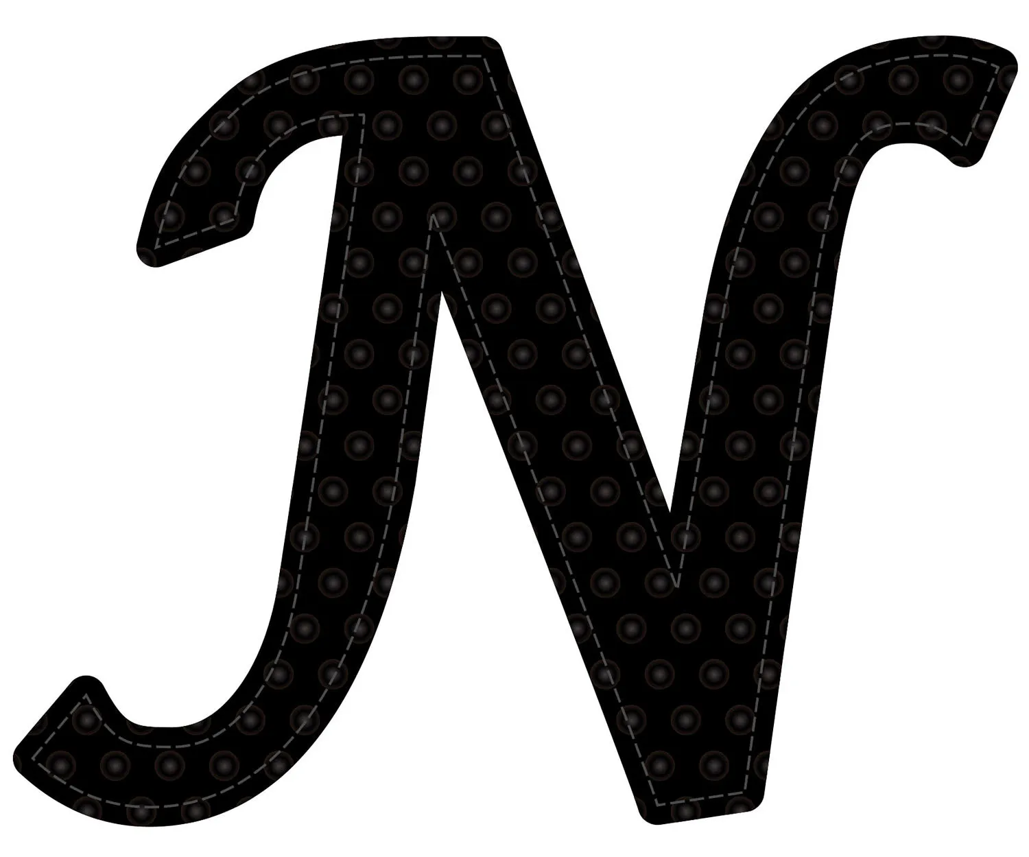 5" Pin-On Black Embossed Felt Monogram Letter N, Set of 2,20091n