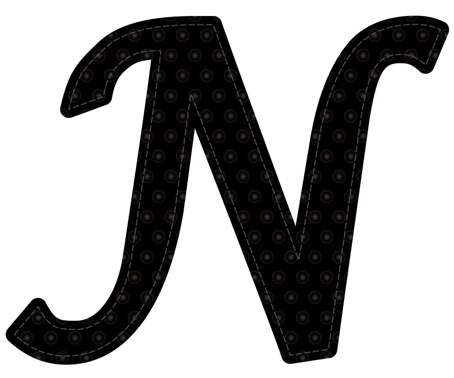 5" Pin-On Black Embossed Felt Monogram Letter N, Set of 2,20091n