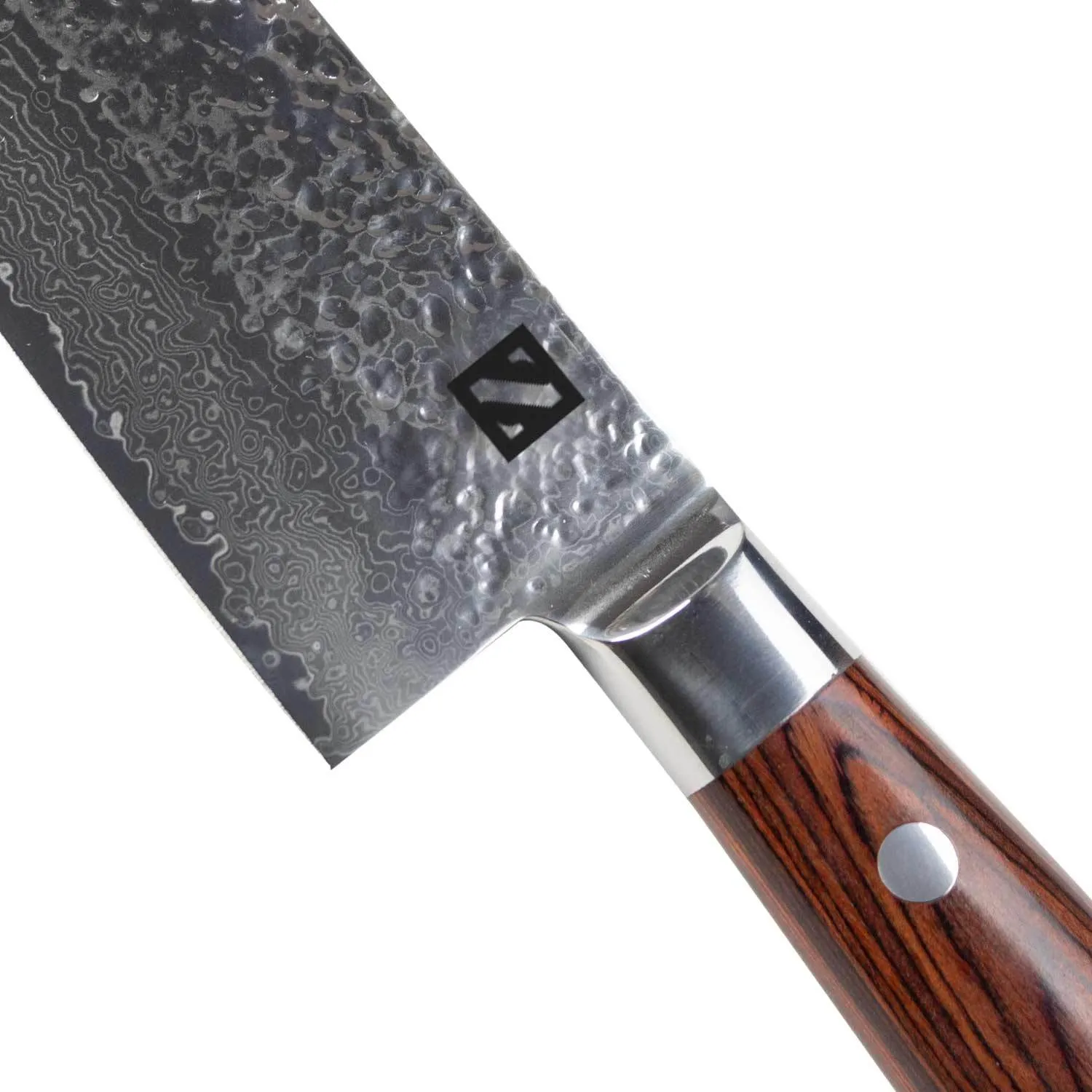 6 Piece Hammered Damascus Steel Knife Set with 16-Layer Steel Blade and Teak Handle