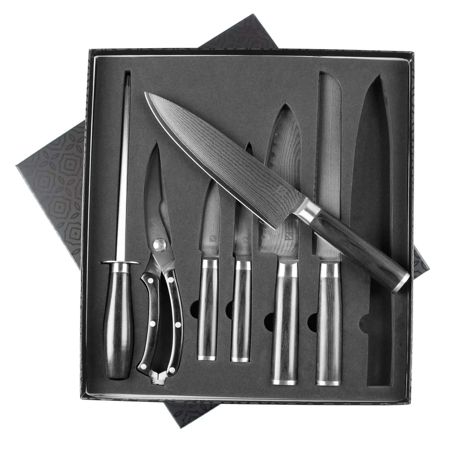 7 Piece Japanese VG-10 Damascus Steel Chef Knife Set