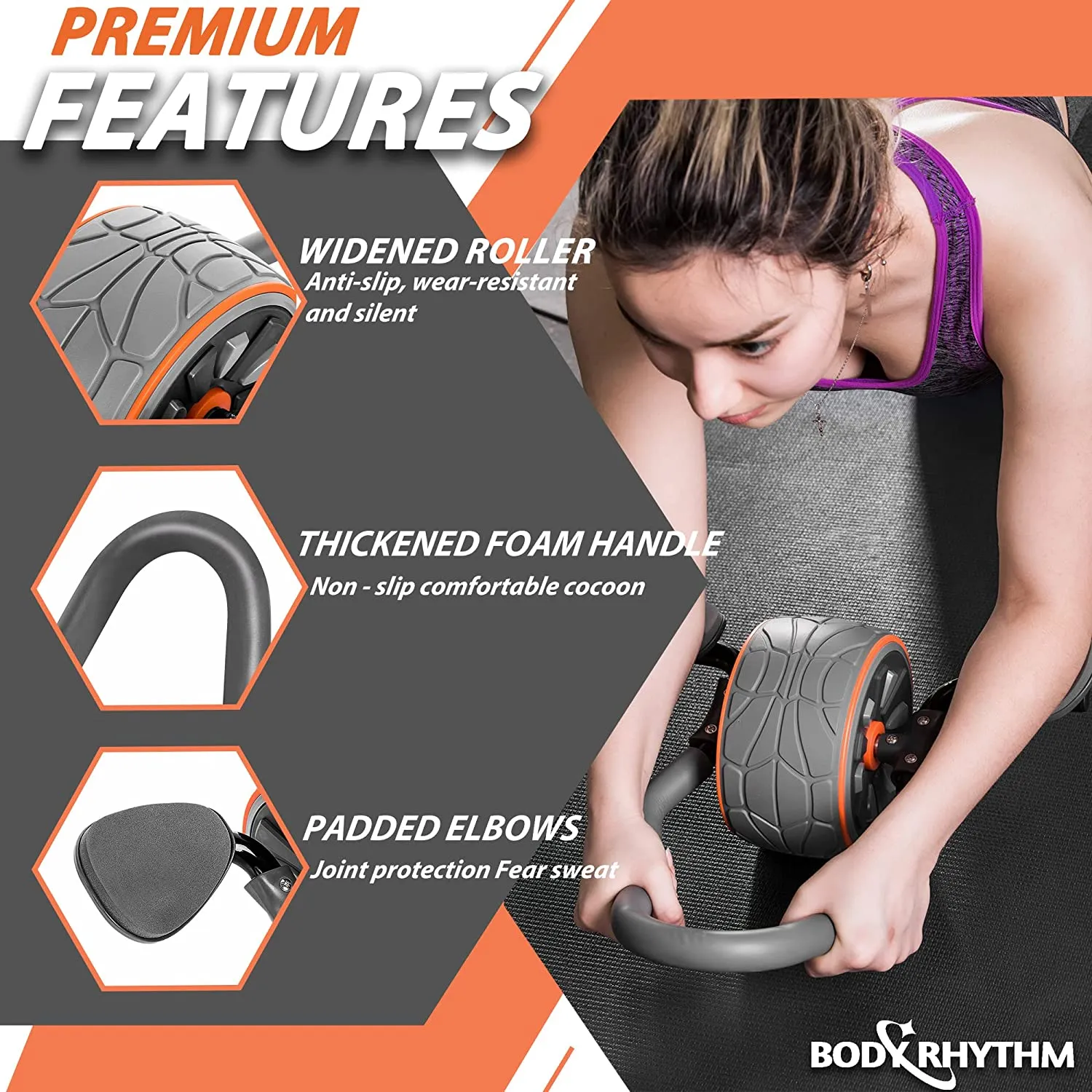 Ab Wheel Roller Exercise Equipment  W/ Knee Mat