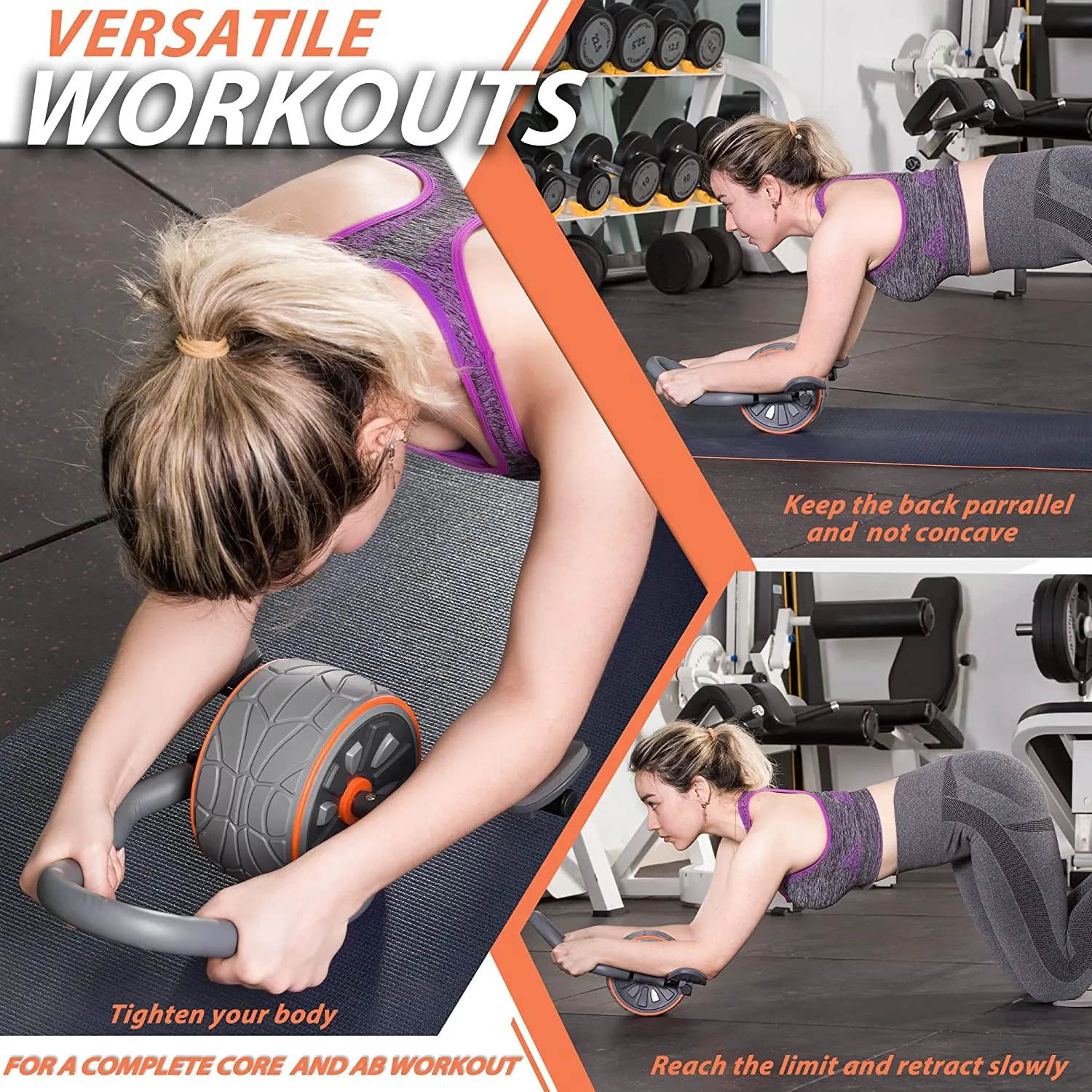Ab Wheel Roller Exercise Equipment  W/ Knee Mat