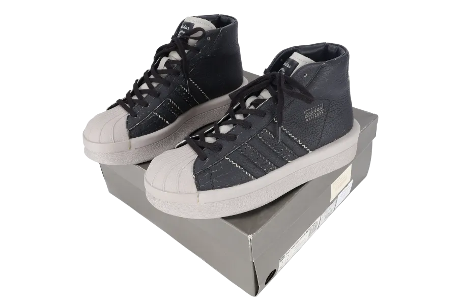 ADIDAS RICK OWENS MASTODON PRO MODEL BLACK LEATHER NIGHT TOP SNEAKER UK9 WITH BOX