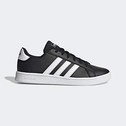 Adidas Unisex-Child Grand Court K CBLACK FTWWHT Tennis Shoes-6 UK (EF0102)