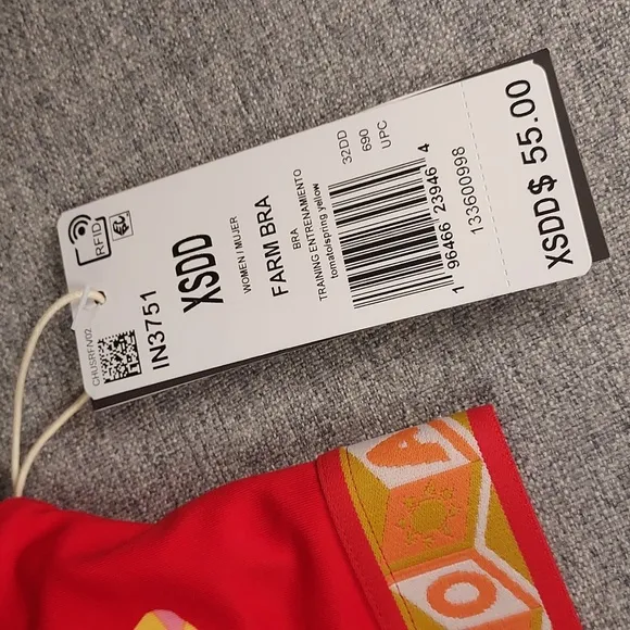 Adidas X Farm Rio 2023 Collab Tomato Spring Yellow Sports Training Bra Size XS