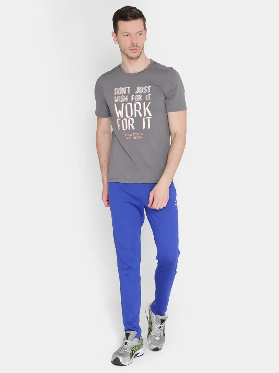 Alcis Men Grey Printed Round Neck T-shirt