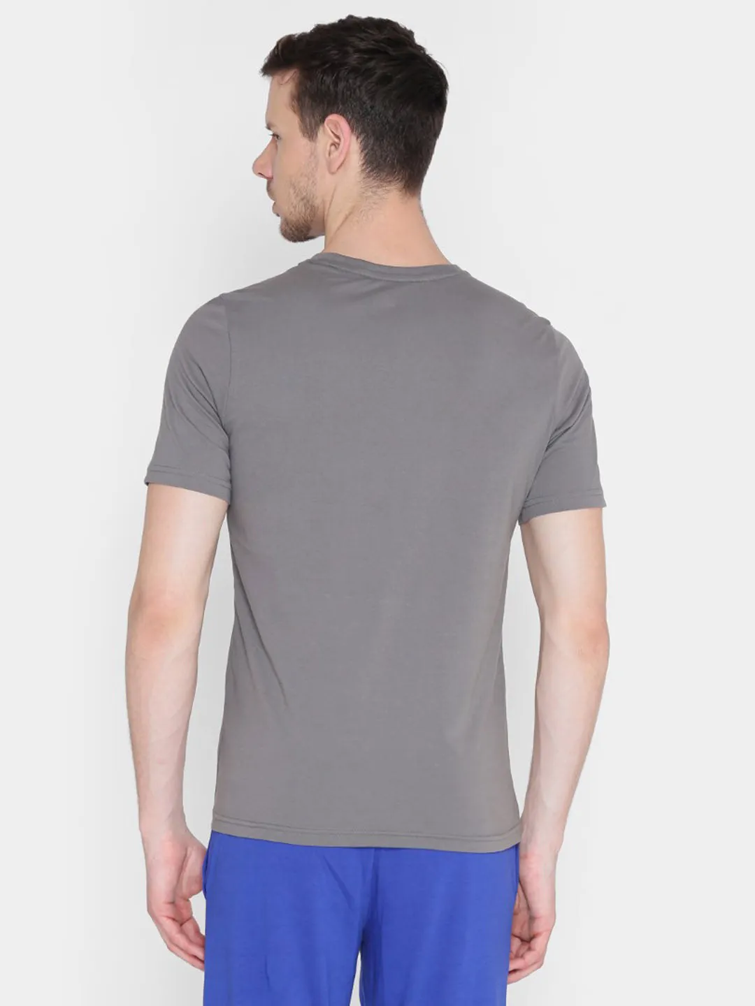 Alcis Men Grey Printed Round Neck T-shirt