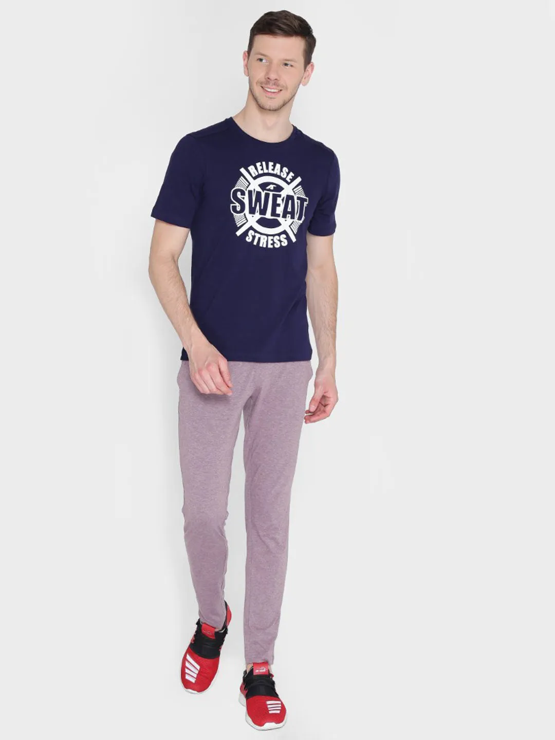 Alcis Men Navy Blue Printed Round Neck T-shirt