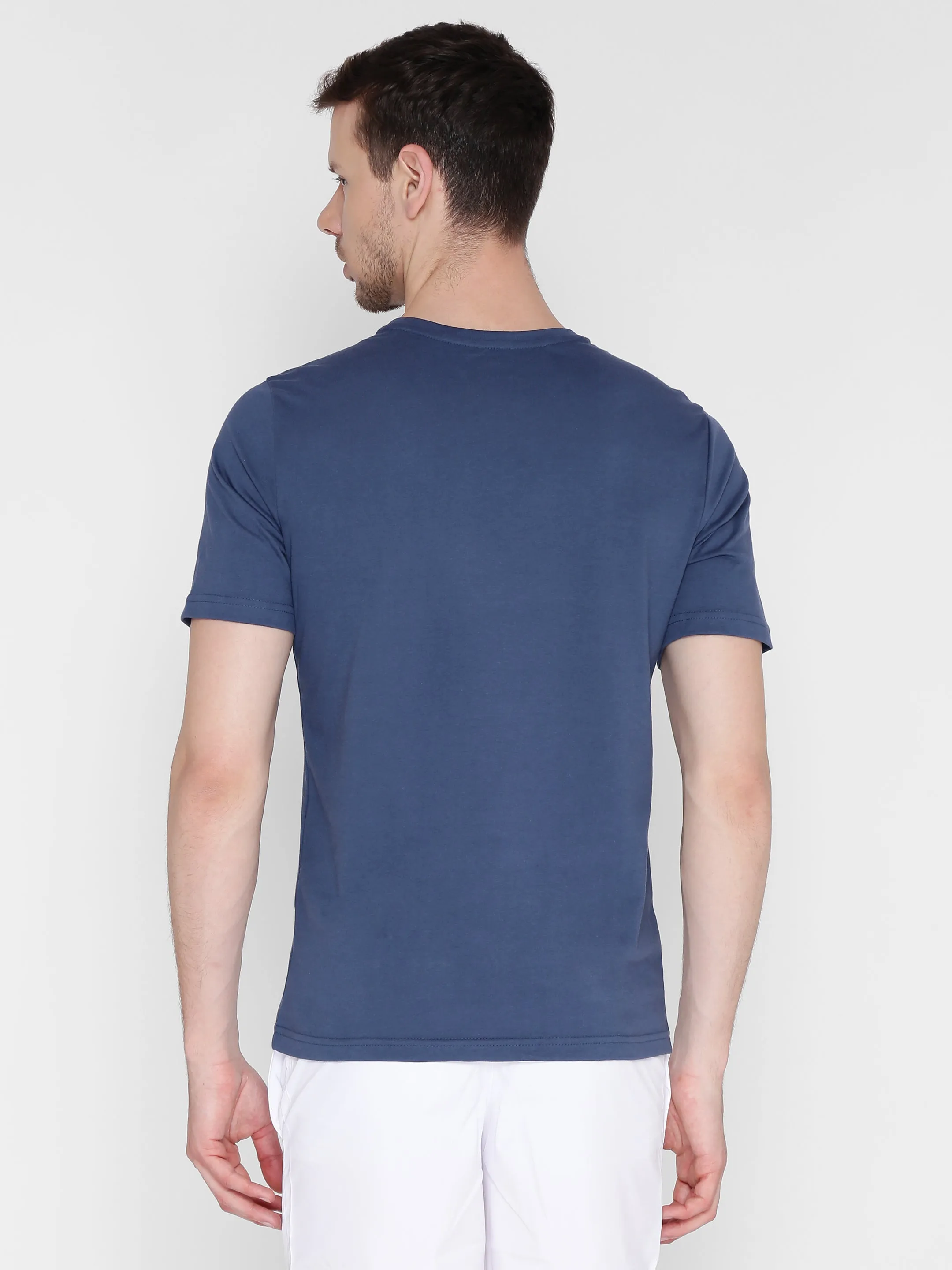 Alcis Men Navy Blue Printed Round Neck T-shirt