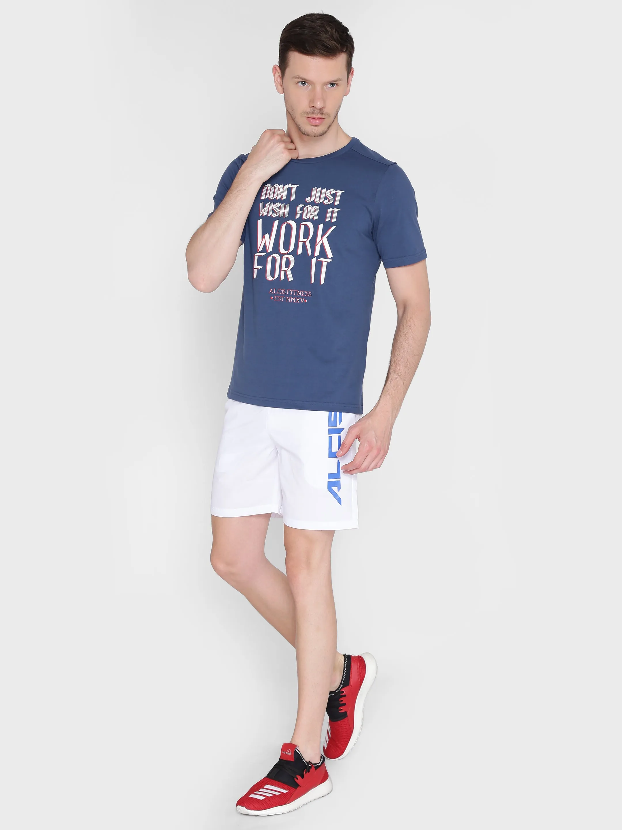 Alcis Men Navy Blue Printed Round Neck T-shirt