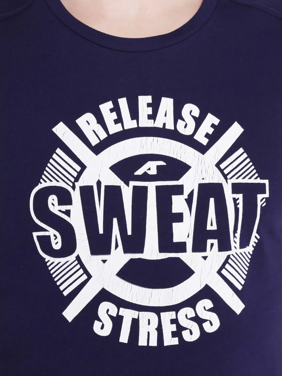 Alcis Men Navy Blue Printed Round Neck T-shirt