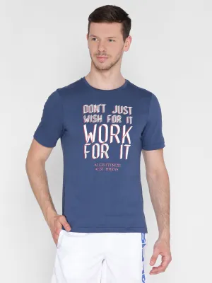 Alcis Men Navy Blue Printed Round Neck T-shirt