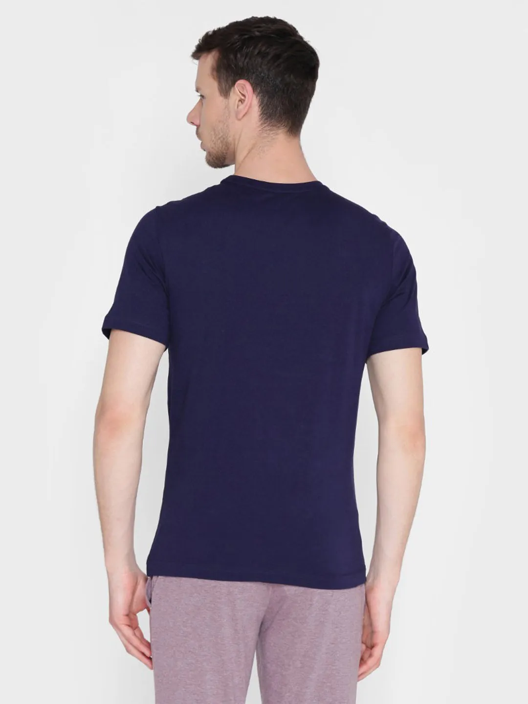 Alcis Men Navy Blue Printed Round Neck T-shirt