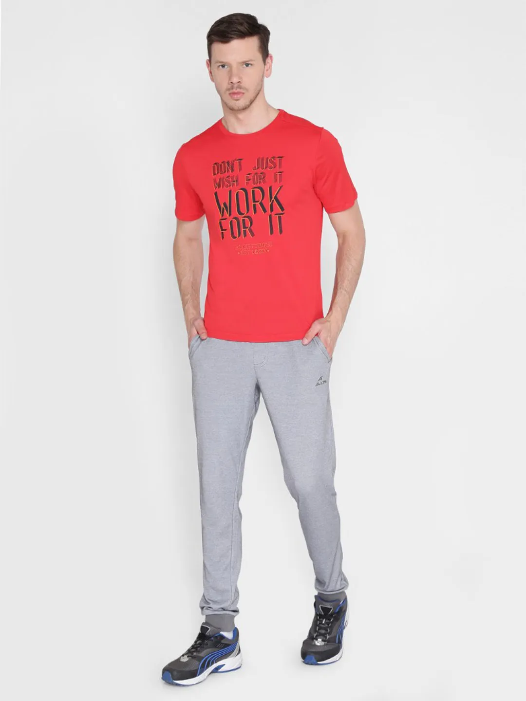 Alcis Men Red Printed Round Neck T-shirt