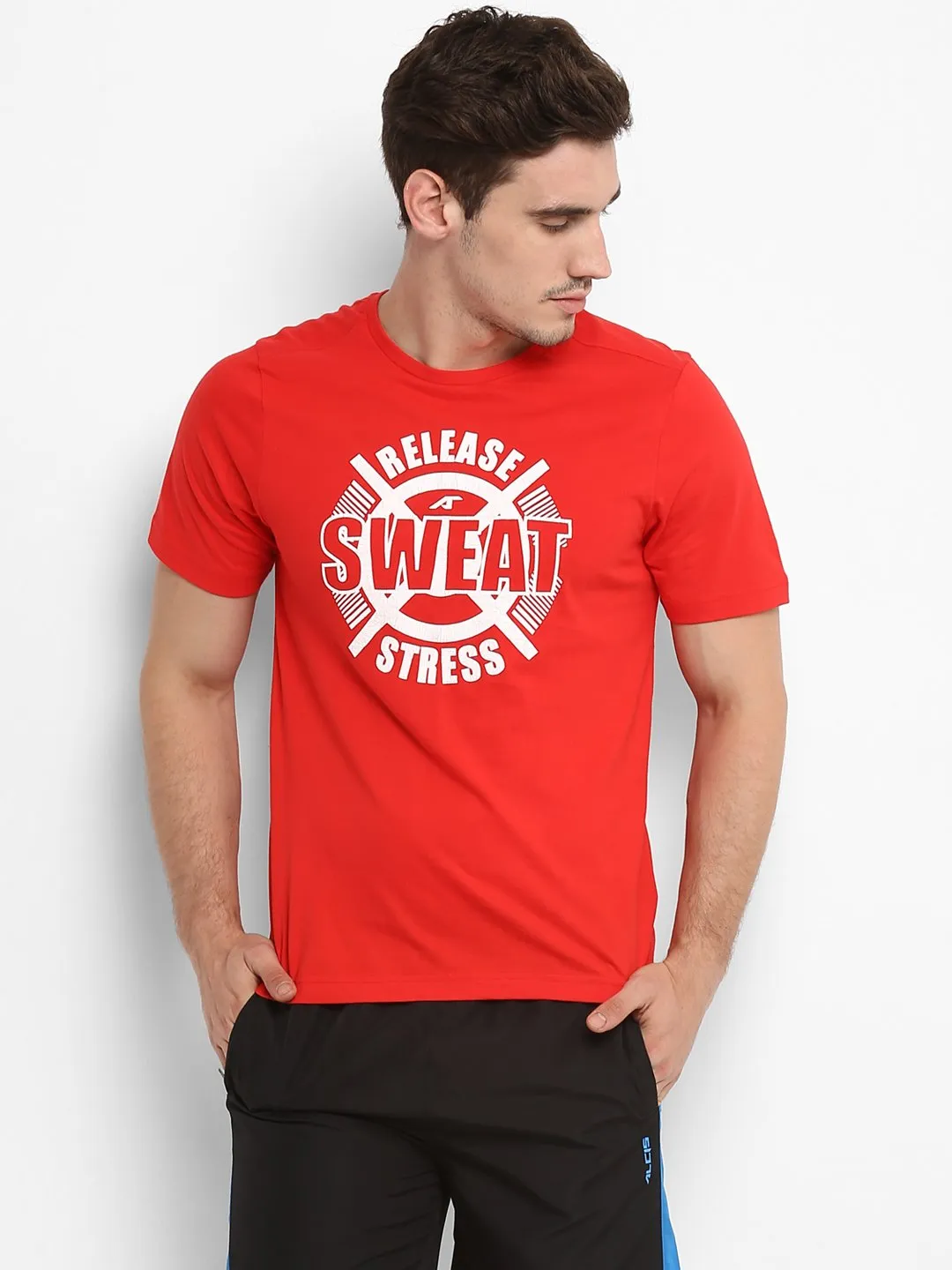 Alcis Men Red Printed Round Neck T-shirt