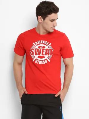 Alcis Men Red Printed Round Neck T-shirt