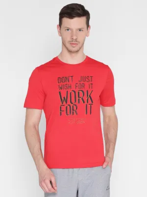 Alcis Men Red Printed Round Neck T-shirt