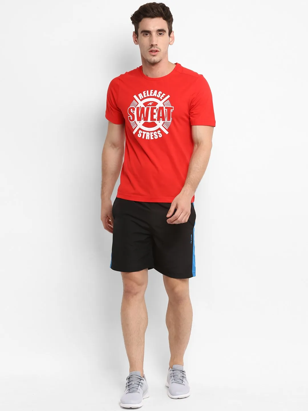 Alcis Men Red Printed Round Neck T-shirt