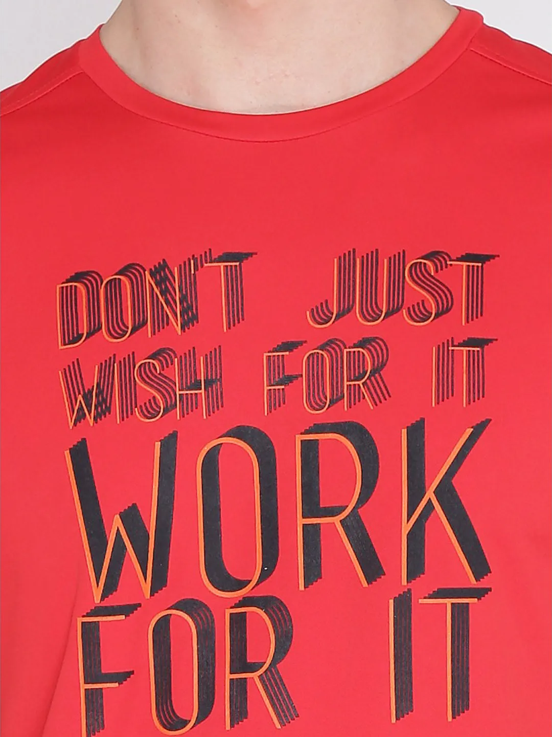 Alcis Men Red Printed Round Neck T-shirt