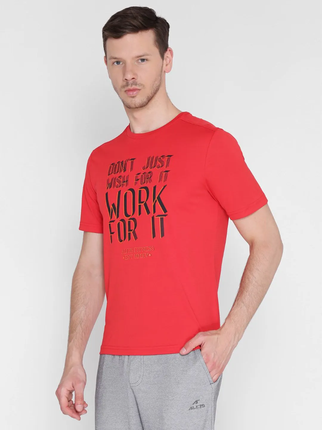 Alcis Men Red Printed Round Neck T-shirt