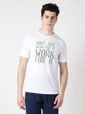 Alcis Men White Printed Round Neck T-shirt