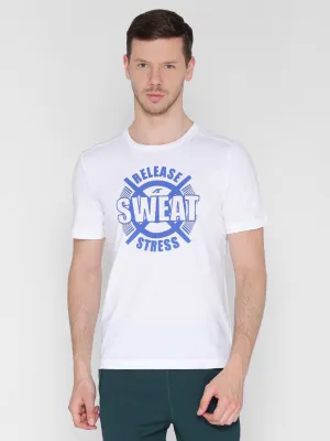 Alcis Men White Printed Round Neck T-shirt