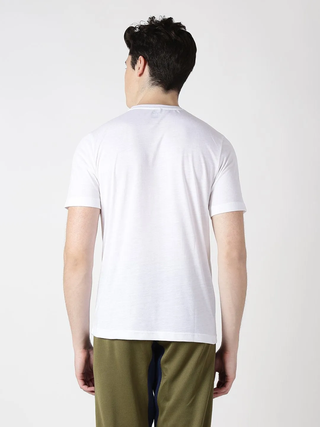 Alcis Men White Printed Round Neck T-shirt
