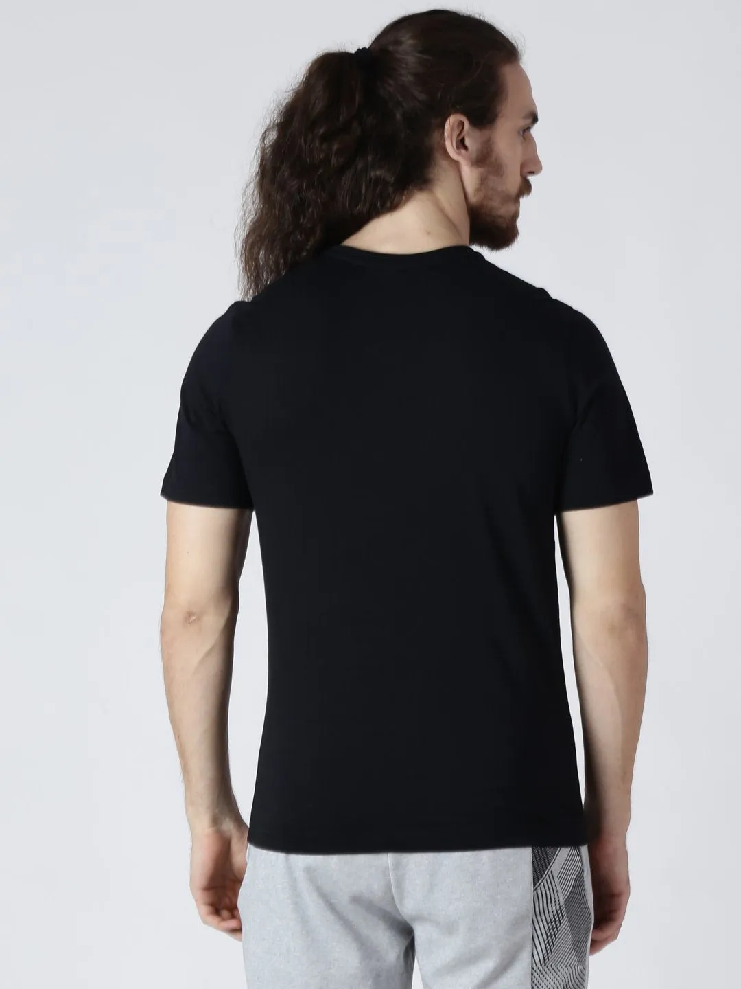 Alcis Mens Printed Sweat Black T-Shirt-S-Black
