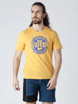 Alcis Mens Printed Sweat Yellow T-Shirt-S-Yellow