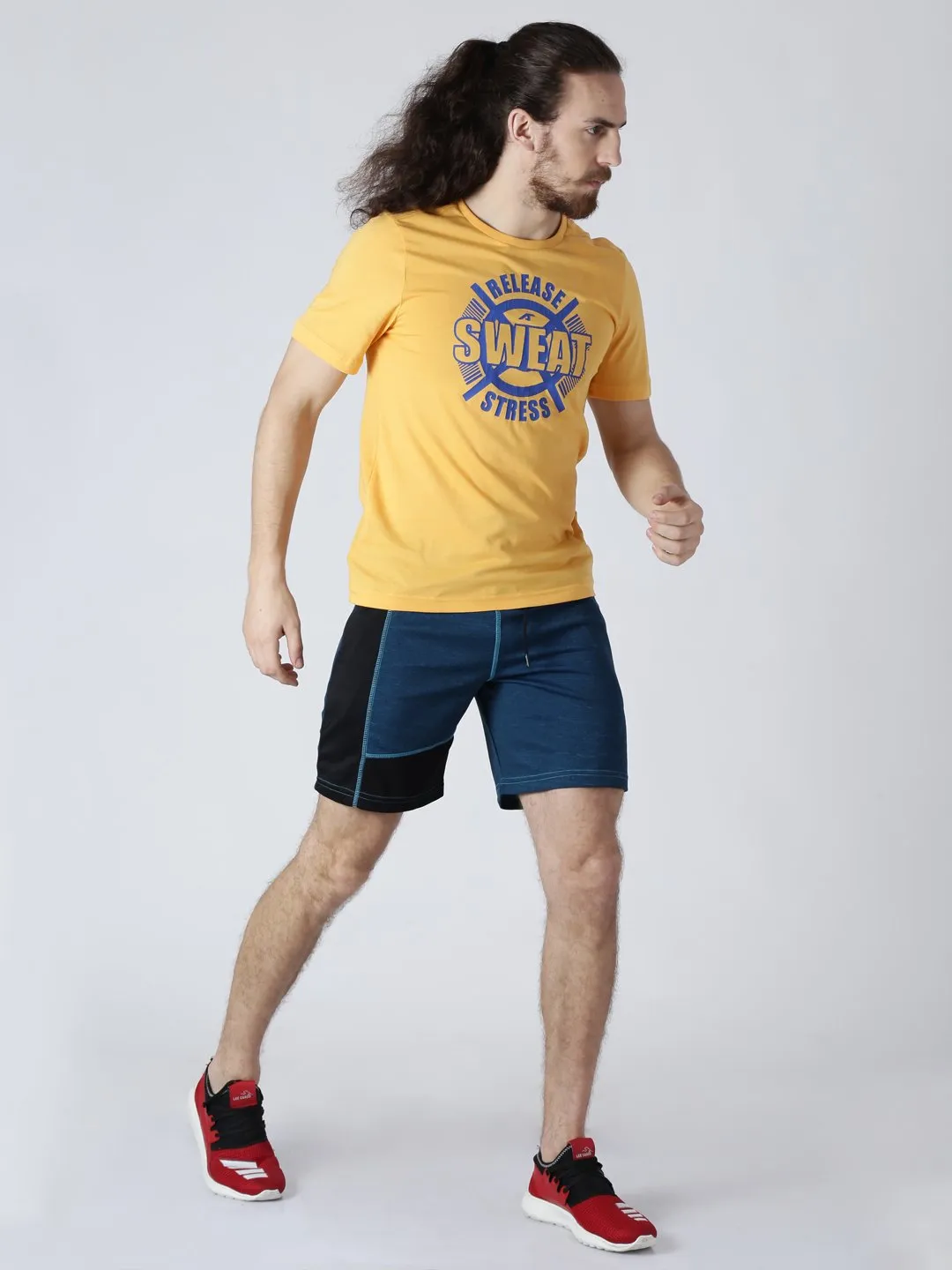 Alcis Mens Printed Sweat Yellow T-Shirt-S-Yellow