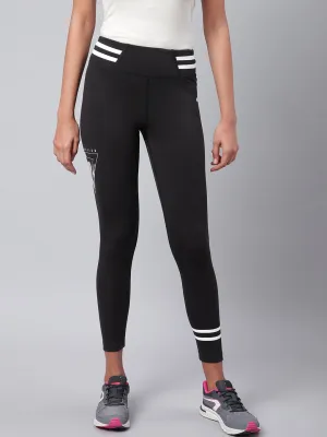 Alcis Women Black Drytech  Solid Cropped Training Tights