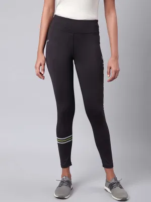 Alcis Women Black Drytech  Solid Cropped Training Tights