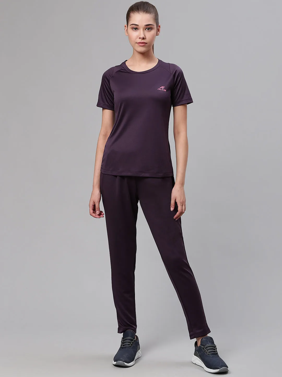 Alcis Women Black Slim Fit Solid Training or Gym Track Pants