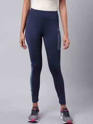 Alcis Women Navy Blue Drytech  Solid Cropped Training Tights