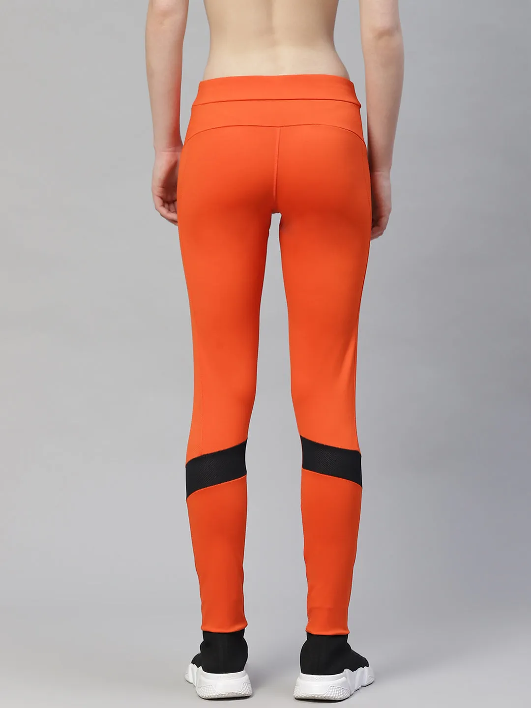 Alcis Women Orange Grey Abstract Print Tights