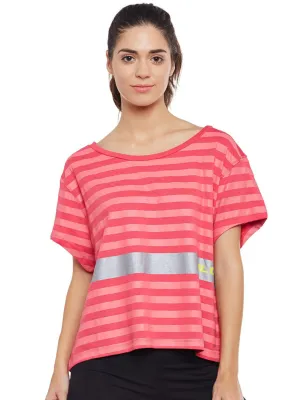 Alcis Womens Striped Pink Top AKTRWTE1180304