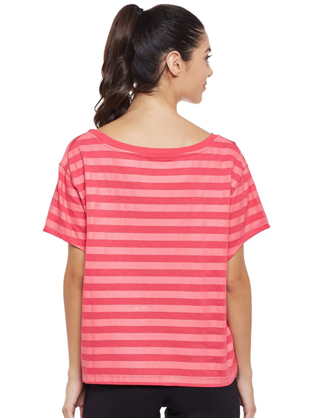 Alcis Womens Striped Pink Top AKTRWTE1180304