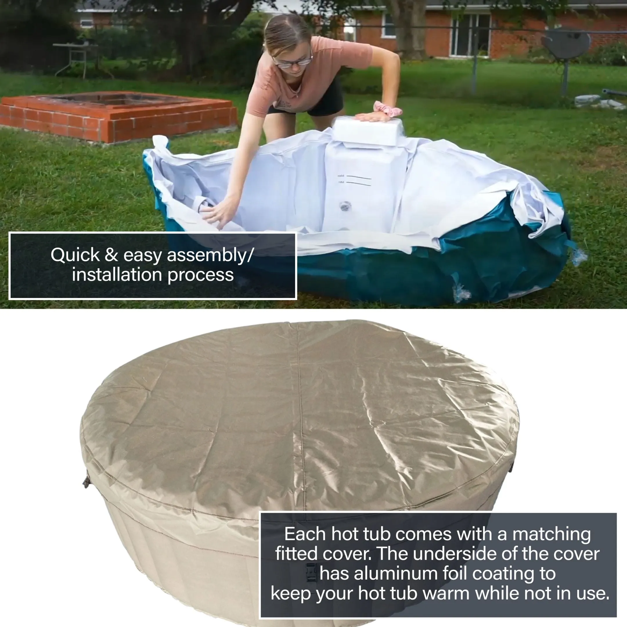 ALEKO Round Inflatable Hot Tub With Cover 2-4 Person - 210 Gallon I SPAFAIR