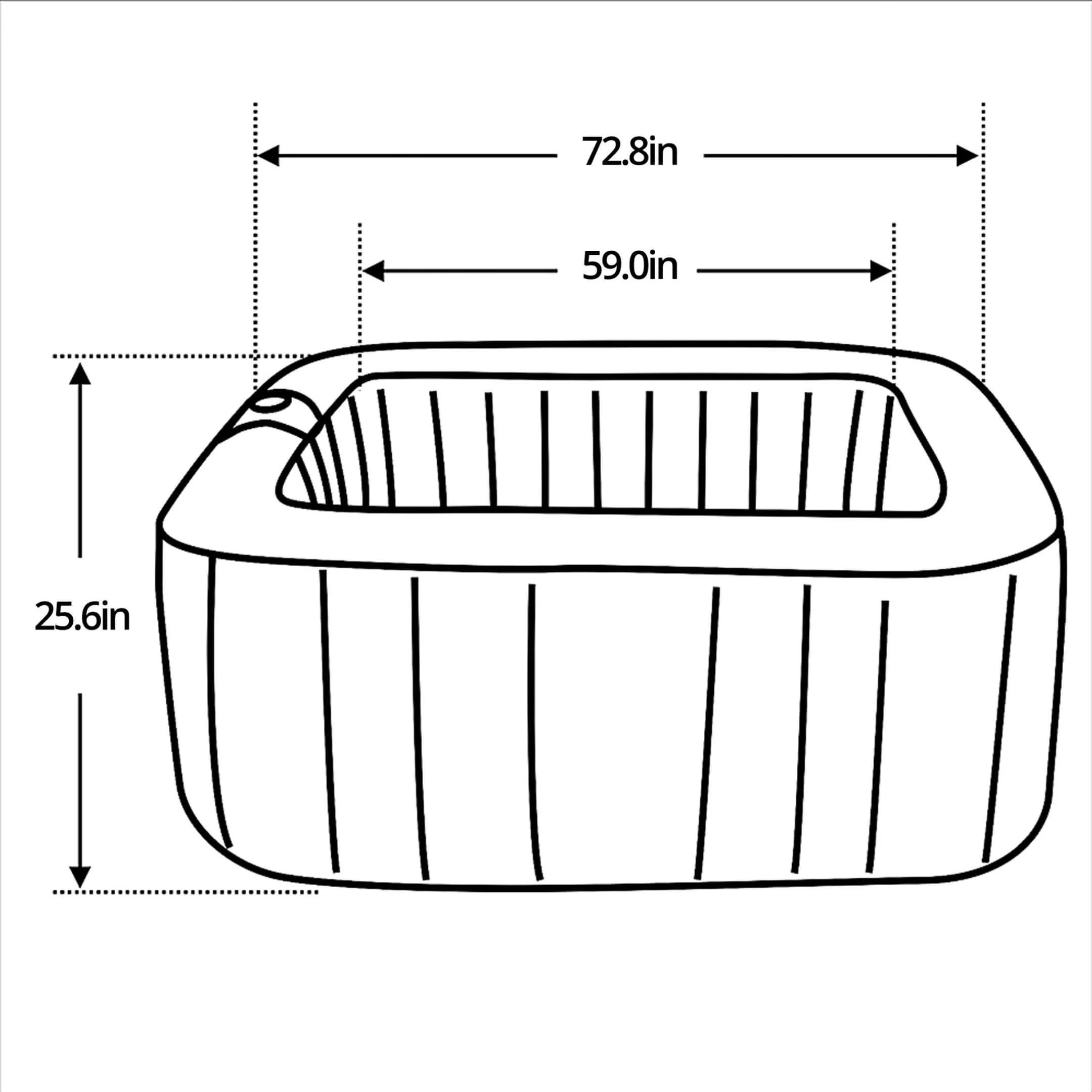 ALEKO Square Inflatable Jetted Hot Tub Spa With Cover - 6 Person - 265 Gallon - Black I SPAFAIR