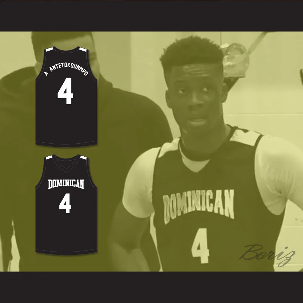 Alex Antetokounmpo 4 Dominican High School Knights Black Basketball Jersey 2