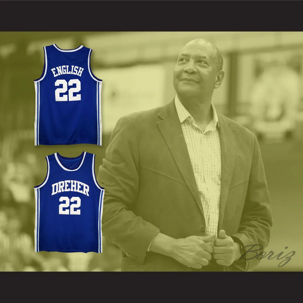 Alex English 22 Dreher High School Blue Devils Basketball Jersey