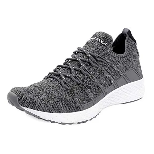 Bacca Bucci® Men's Stella Comfortable Running Shoes with Adaptive Smart Cushioning 5 in 1 uni-Moulding Technology Professional Non Slip Sneakers for Walking, Tennis, Fitness & Gym-Grey