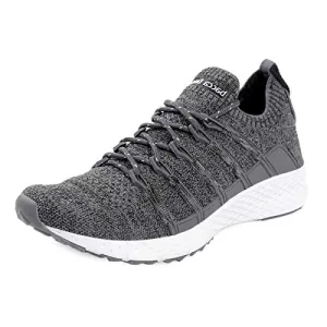Bacca Bucci® Men's Stella Comfortable Running Shoes with Adaptive Smart Cushioning 5 in 1 uni-Moulding Technology Professional Non Slip Sneakers for Walking, Tennis, Fitness & Gym-Grey